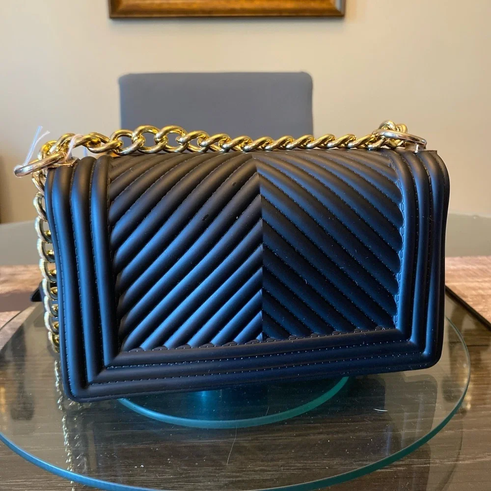 Chic Black and Gold Crossbody Bag